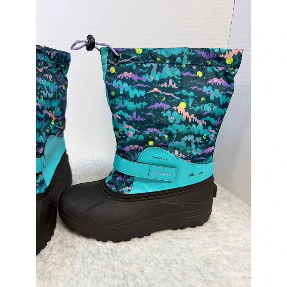 Columbia Youth Powderbug Forty Print Snow Boots 7  Paisley Purple BY1325-314 NIB